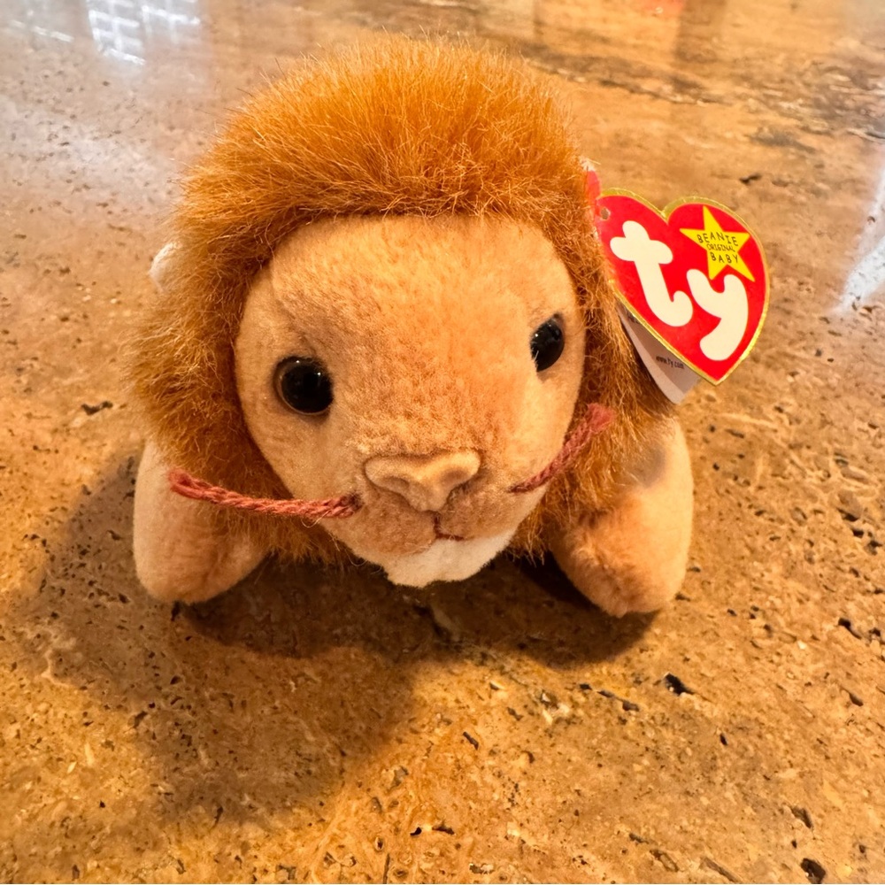 Ty 1996 Beanie Baby Roary the Lion RETIRED RARE FIND Plush Tan and Brown Colors